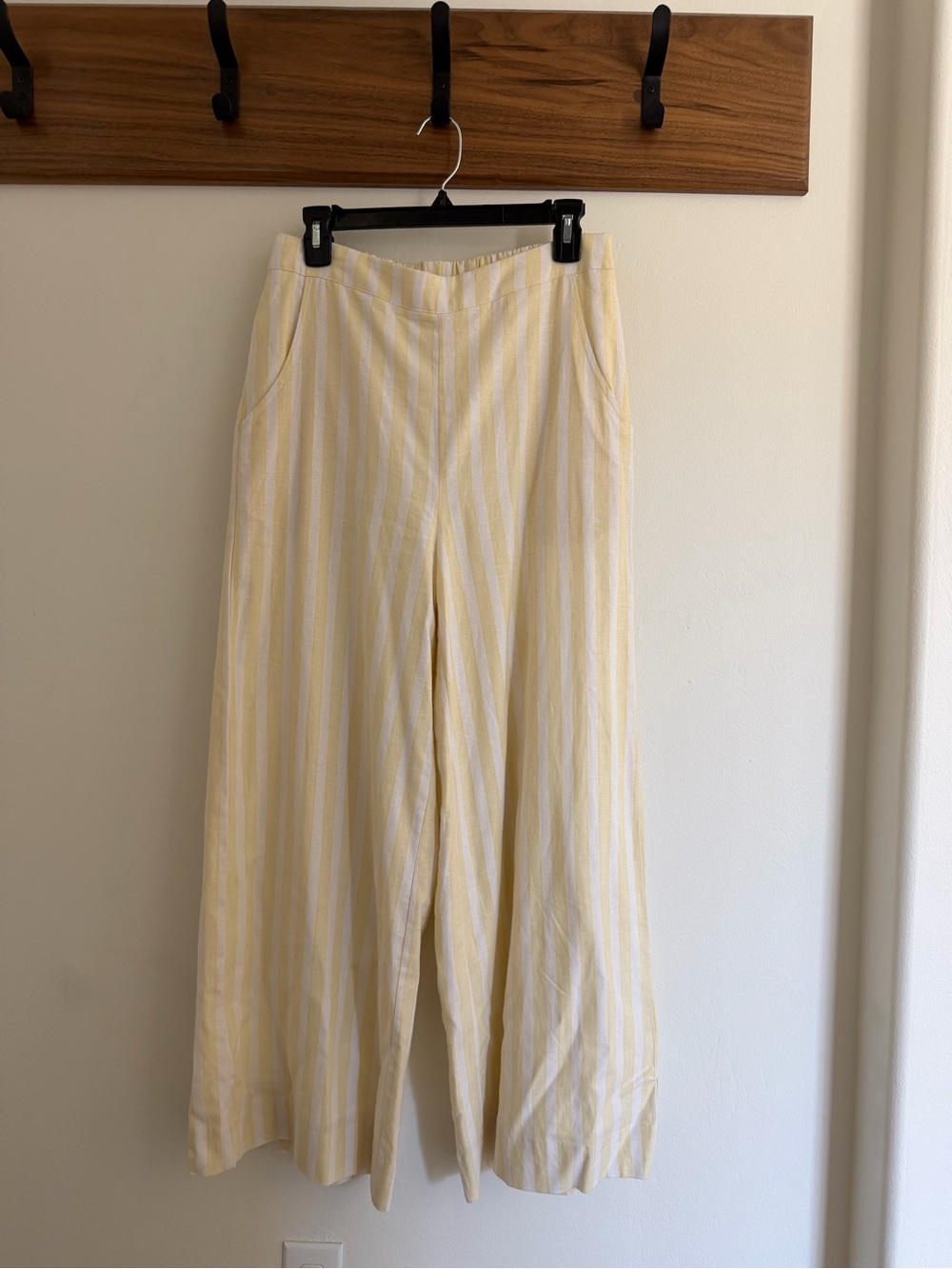 Together Yellow and Cream Vertical Stripe Wide-Leg Pants